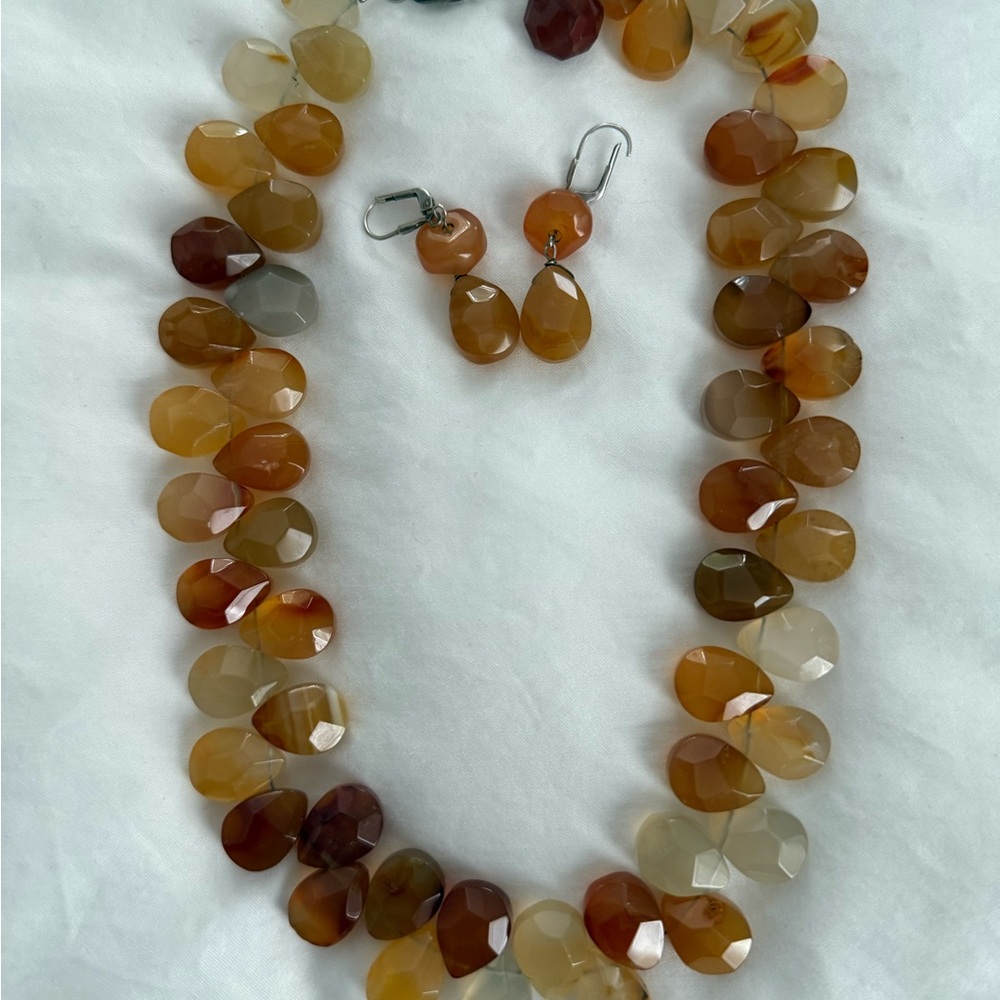 Custom Elegant Multicolor Natural Stone Necklace and Earring Set